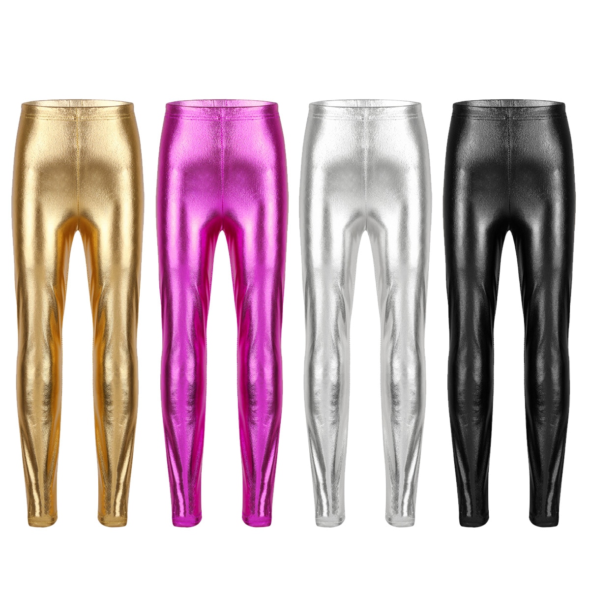 Kids Meisjes Leggings Broek Broek Shiny Metallic Skinny Dance Pant Optredens Kostuums Kinderen Dans Potlood Broek