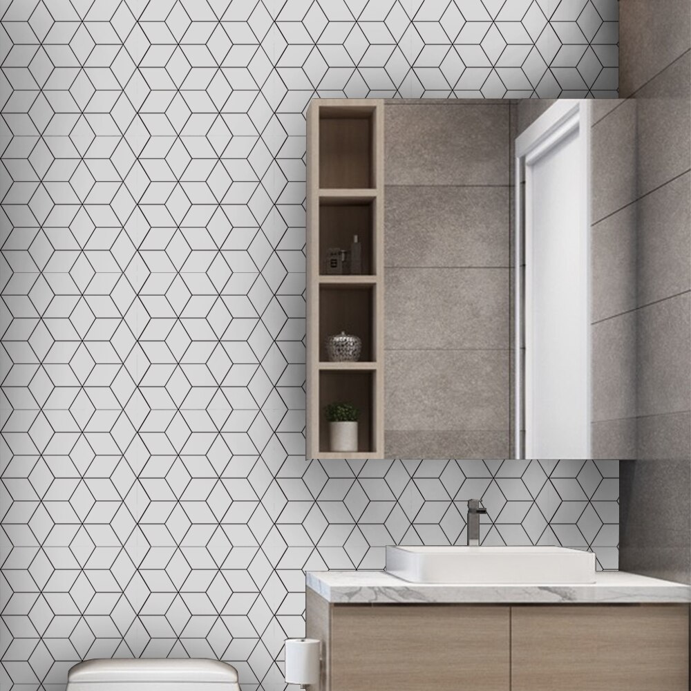 Kök badrum vit mosaik kakel klistermärke vattentät backspalsh, modern diy nordisk heminredning möbler väggdekal