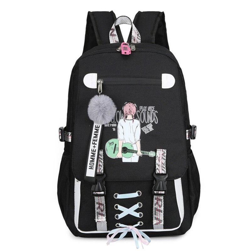 Casual School Bags For Girls Women Backpacks School Backpack USB Charging Schoolbag Backpack Child Kids Bag Mochila: 658-black