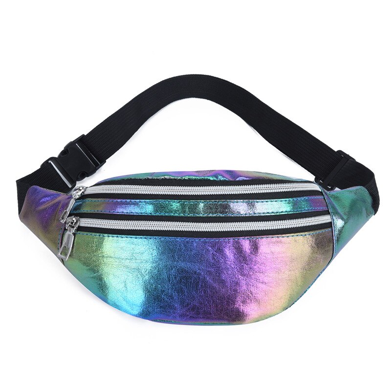 Różowy holograficzny piterek hologram talii torba laserowa PU plaża Traverl banan biodro tyłek zamek błyskawiczny talia kobiety saszetka na pasek dla dziewczyn: kolorowy