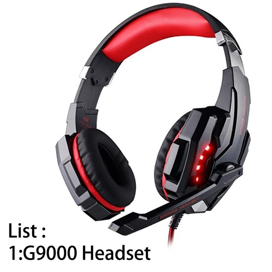 KOTION JEDER G2000 G9000 Gamer Spielen Beste Tiefe Bass Kopfhörer Stereo Headset PC Für Computer Spiel Kopfhörer Mit Mic LED lichter: G9000 rot