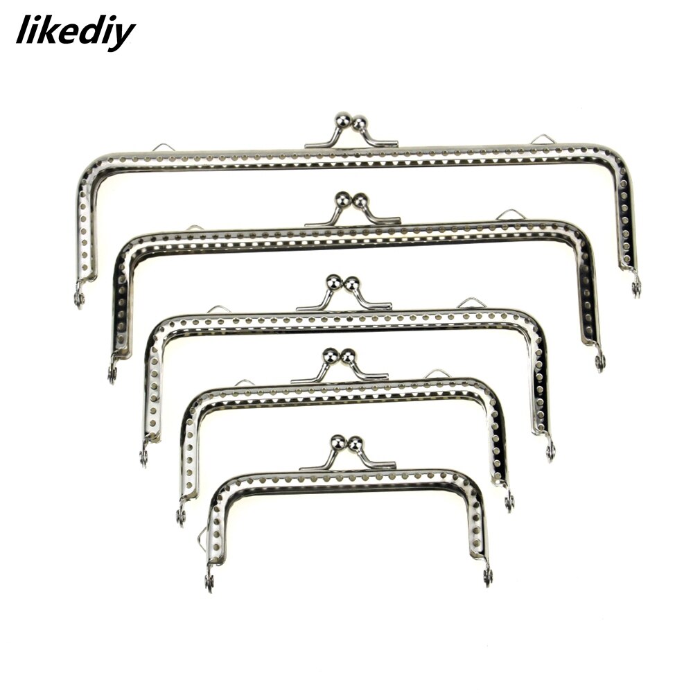 20 stks/partij Glanzend Zilver Basic Metalen Portemonnee Frame Kus Sluiting Lock DIY Tas Accessoires 8.5/10.5/12.5/15.5/18CM: MEERDER