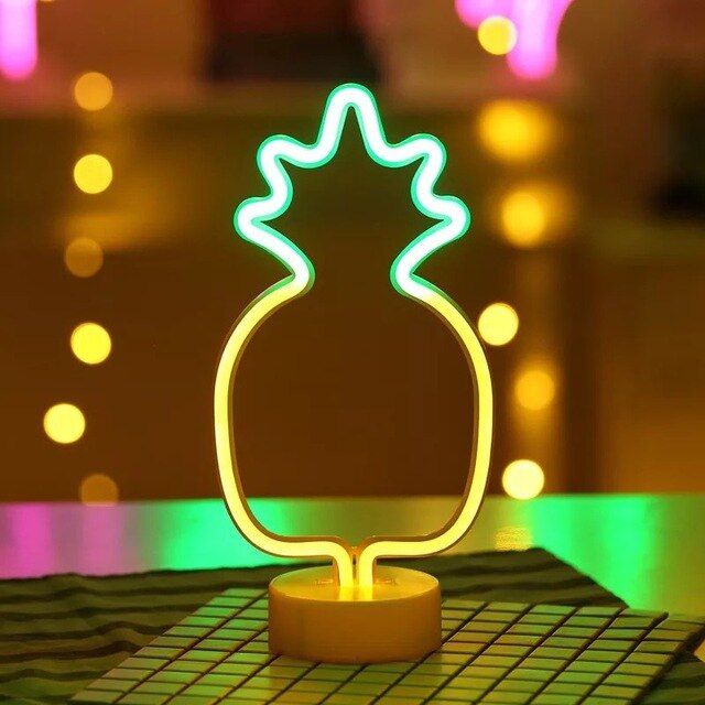 Rainbow Led Neon Night Light Home Decor Kids Girls Kawaii Bedroom Interior Lighting Aesthetic Room Decor Lamp: Pineapple