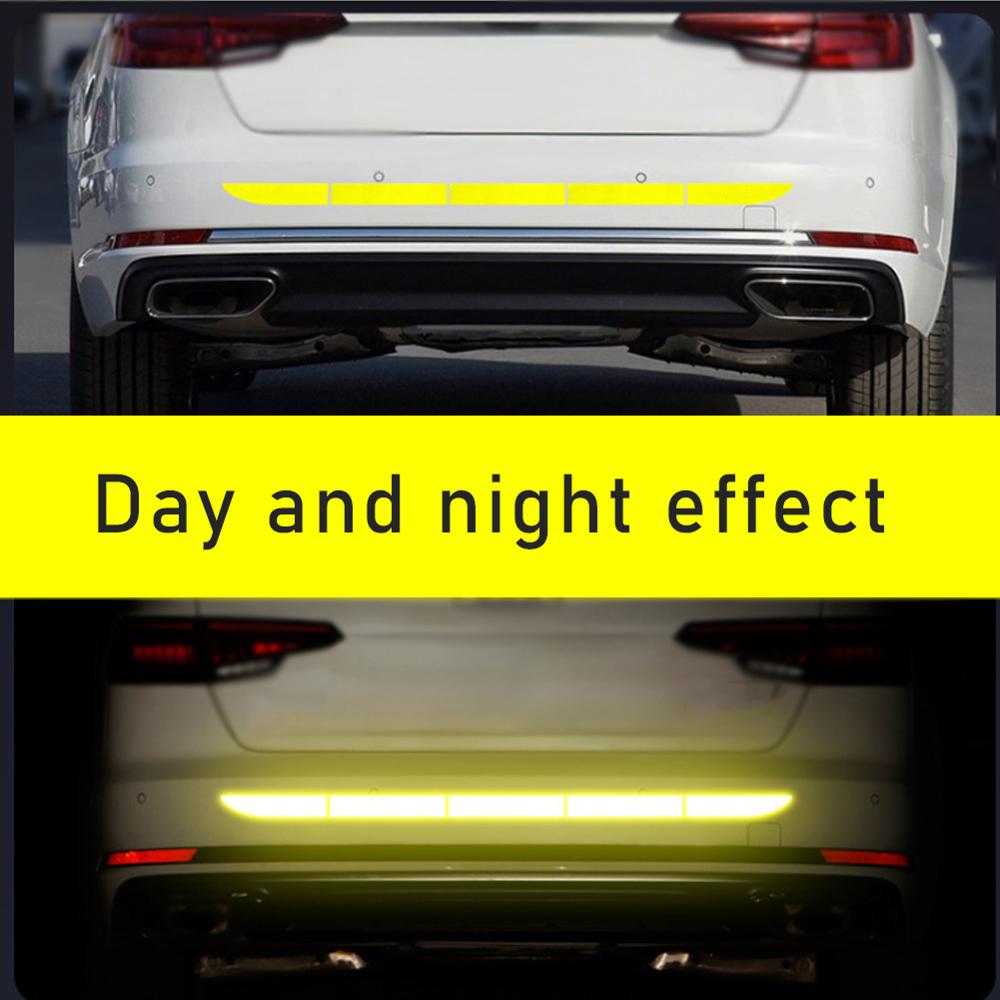 5 stk / sæt bil reflekterende klistermærke auto bagagerum advarsel strip nano tape til kørsel anti-kollision bil-styling lysende sikkerhedstape
