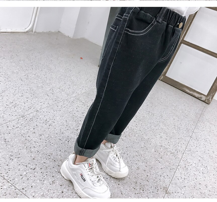 2 3 4 5 6 Y Koreanische Einfache Stil Baby Mädchen Gerade Jeans Kleinkind Jungen Hosen Schwarzen Cowboy Denim hosen Frühjahr & Herbst