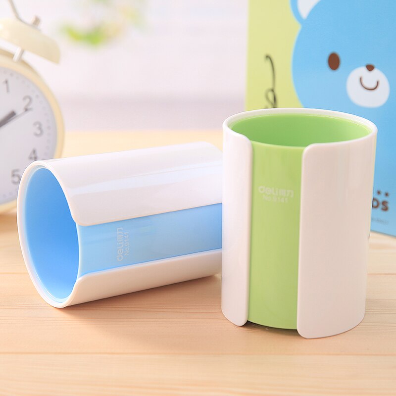 1 pc/ stuks schattige ronde pennenhouders in twee kleuren voor schoolbenodigdheden en kantoorbenodigdheden