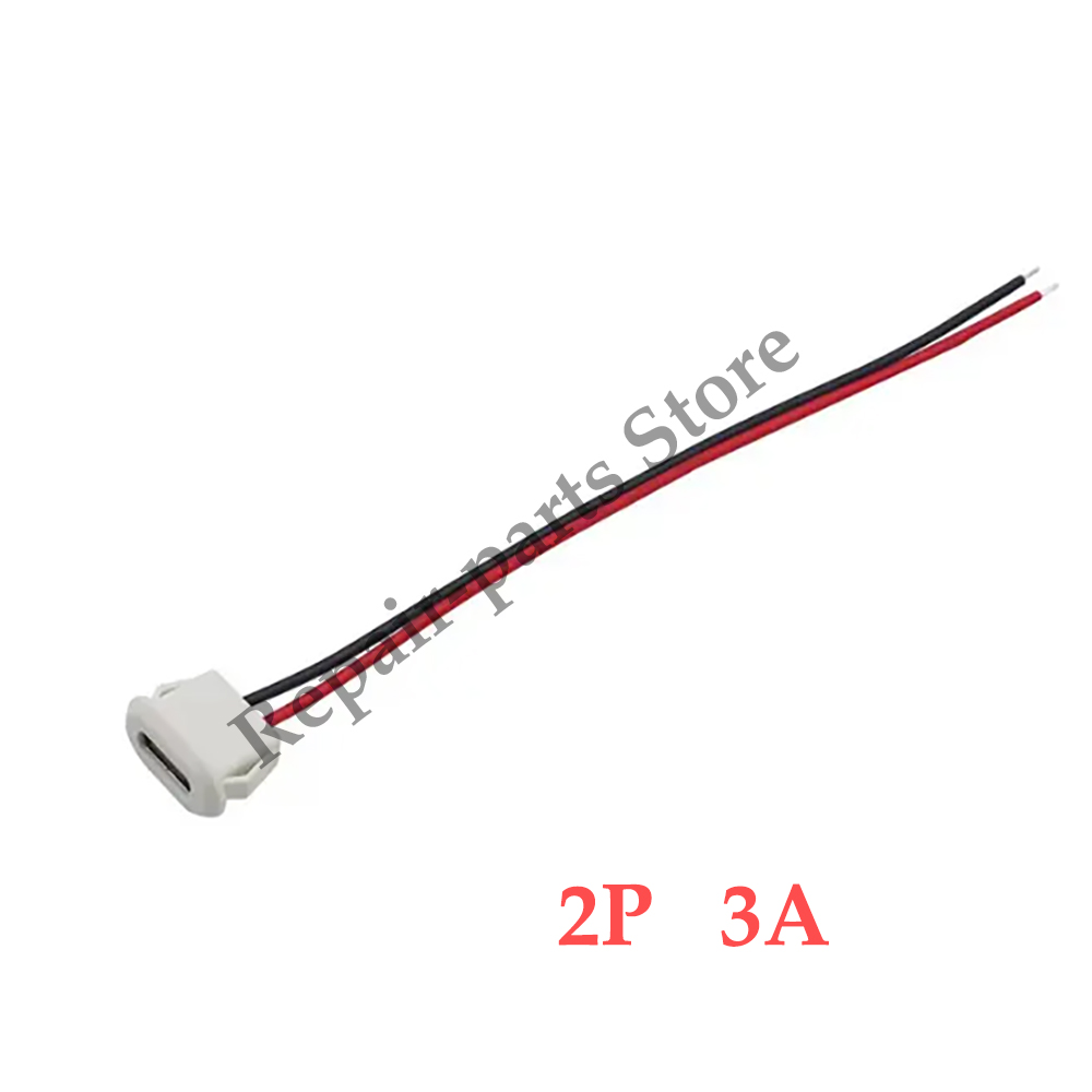 2 ~ 10PCS USB Typ-C Wasserdichte USB Stecker Direkte kompression weibliche basis Buchse Lade Interface Mit schweißen Draht: Dark Grau / Unter 5 Stücke