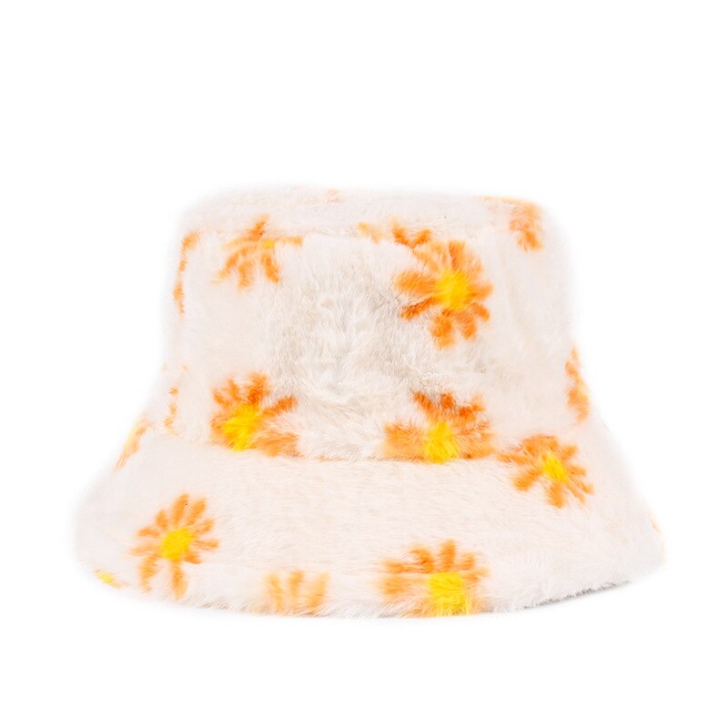 Novo chapéu de balde de moda para mulher faux skin femme boné multicolorido flores quentes chapéus de inverno quente ao ar livre casual chapéu de pescador hat hat hat hat hat: style 7