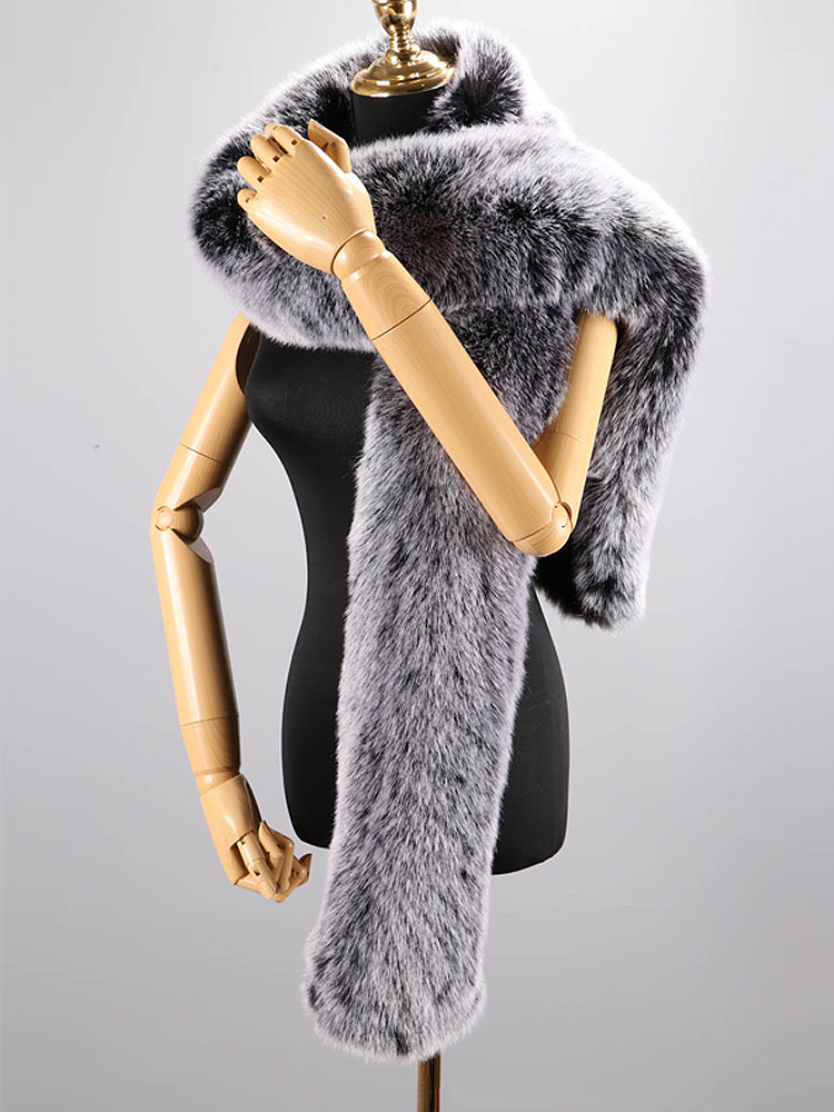 180cm Super Long Faux Fox Fur Scarf Autumn Winter Women Scarf Cosplay Warm Fluffy Shawl Wrap Luxury Scarf: Beige