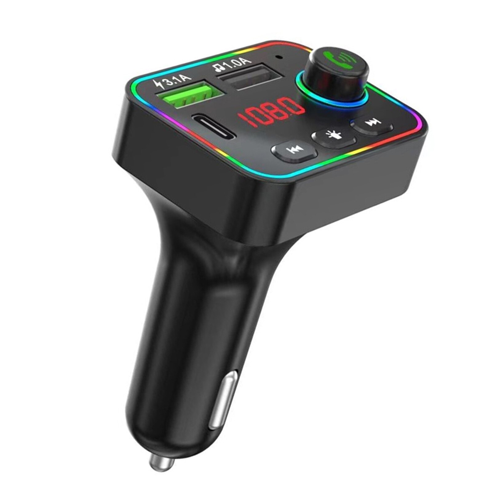 Transmetteur FM Bluetooth Voiture 66W 4 Ports - Charge Rapide QC3.0/PD + Émetteur Audio - Compatible IPhone/Android - Prise Allume-cigare