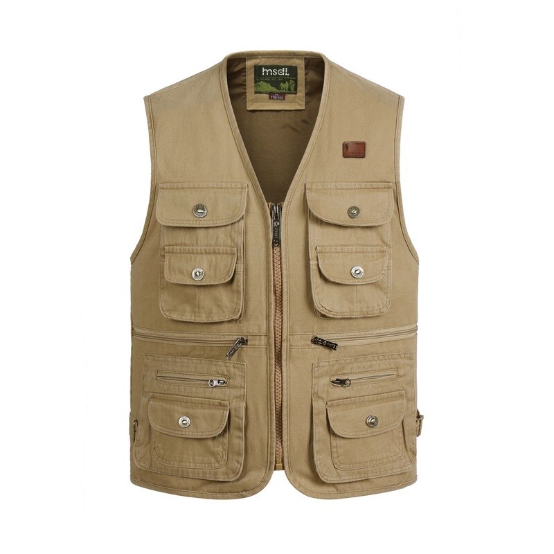 hommes gilet avec beaucoup de poches hommes gilets Plus grande taille 5XL homme sans manches veste gilet de travail gilet vêtements: kaqi / XXL