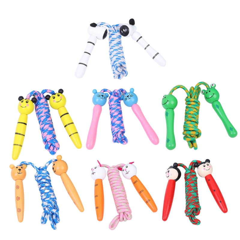 Jump Rope Kids, 7ft Adjustable Cotton Skipping Rope with Wooden Handle for Boys and Girls Fitness Outdoor Exercise O11 21