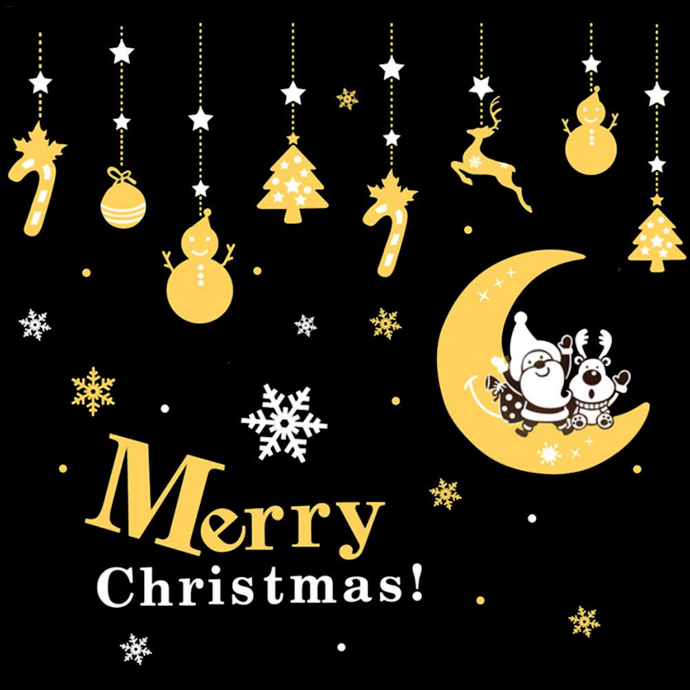 Christmas Wall Sticker Window Glass Decal Santa Claus Snowman Elk Mural Art Year Christmas Decor Home Wall Sticker Xmas