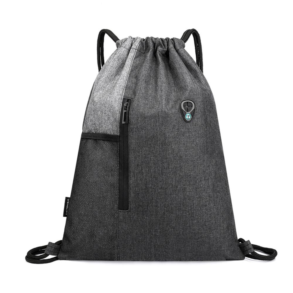 Strandtas Outdoor Fitness Sport Tas Bundel Pocket Unisex Trekkoord Tas rugzak vrouwen Rugzak Tij Zak Met hoofdtelefoon jack #45: Grijs