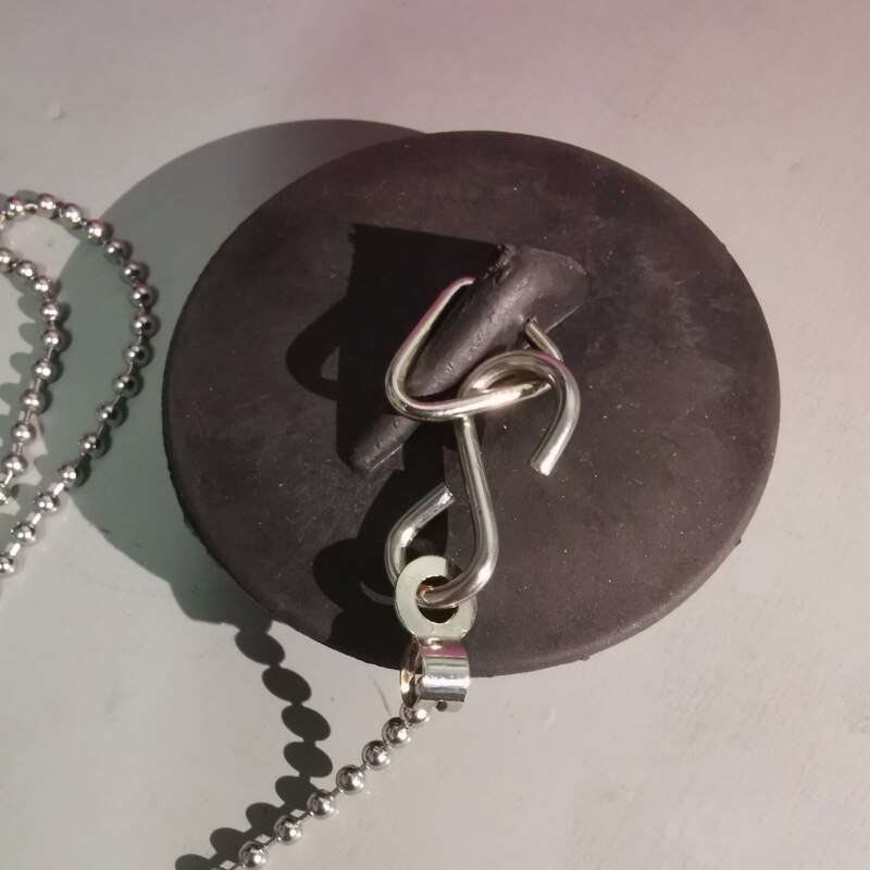 Zwarte kunststof badstop roestvrij stalen kogelketting met s-haak