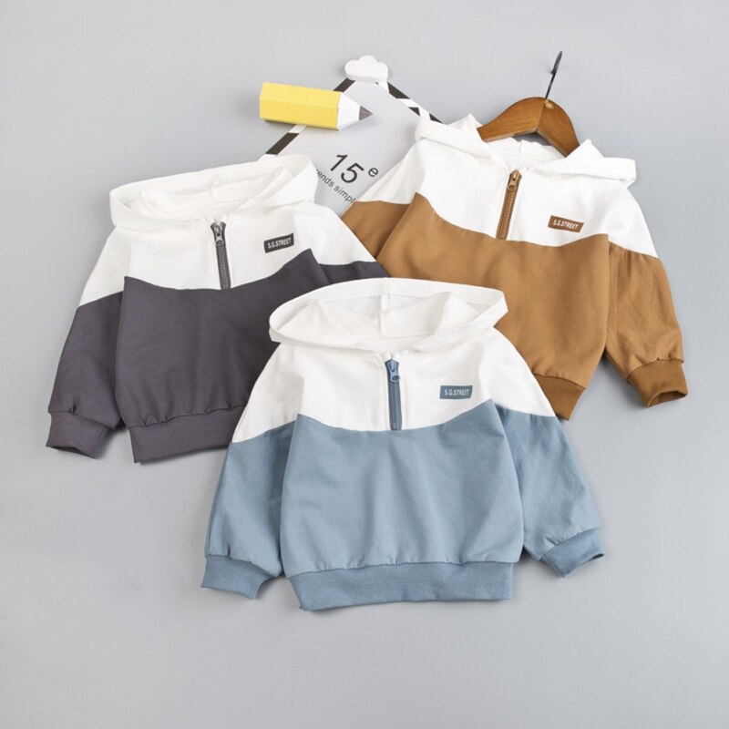 0-3T Trui Hooded Baby Jongens En Meisjes Katoen Mode Kleuraanpassing Half Rits