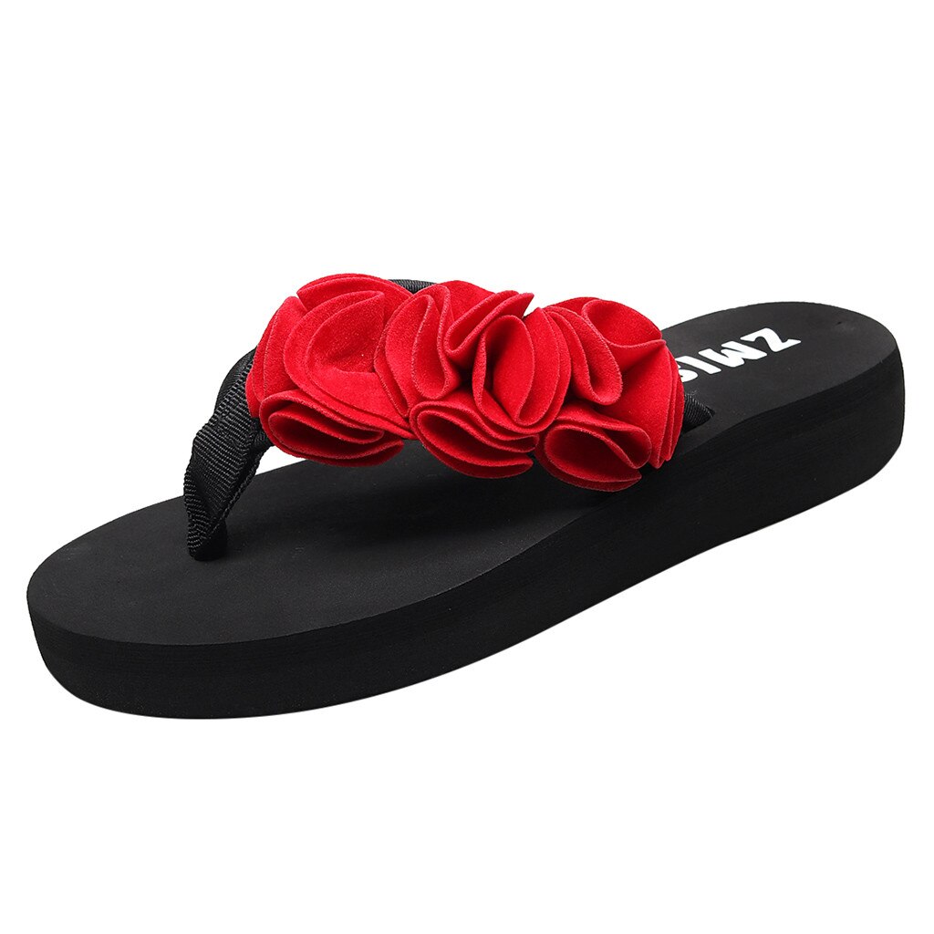 Tongs bohème antidérapantes pour femmes, chaussures d'intérieur, à semelles compensées, pour la plage, à la , été