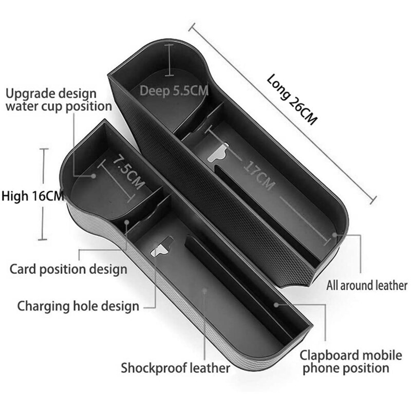 Car Seat Storage Box, Multi-Functional Slot Storage Box, Carbon Fiber Cup Holder Storage Box Finisher (Main Driver)