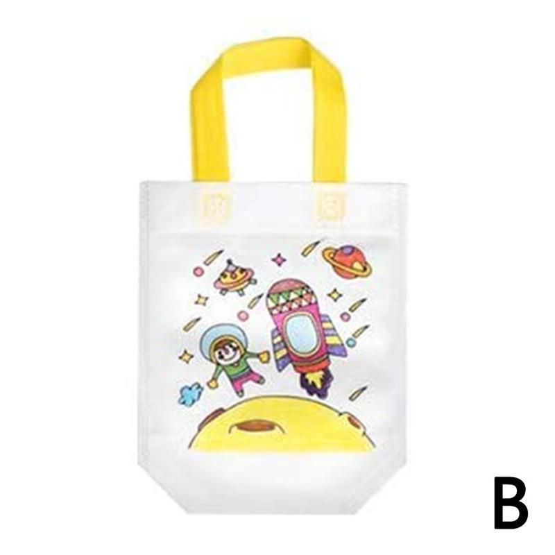 Diy Milieubescherming Graffiti Tas Handgemaakte Voor Kinderen Kleuterschool Puzzels Kinderen Zakken Schilderij Tote U1V5: B