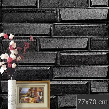 NW66 Black Opaque Self-Adhesive Wall Panel 438306327