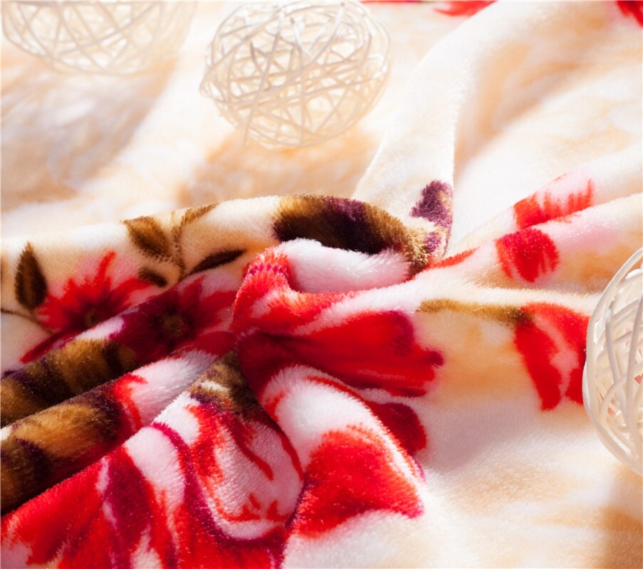 Solstice Winter Warm Comfortable Blanket Red Rose Style Package Edge Technology Bed Sheet Travel Portable Blanket
