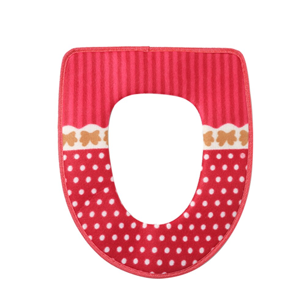 En Warm Toilet Seat Cover Wasbare Toilet Seat Pad Met Klittenband Zelfklevende Tapes (Rood)