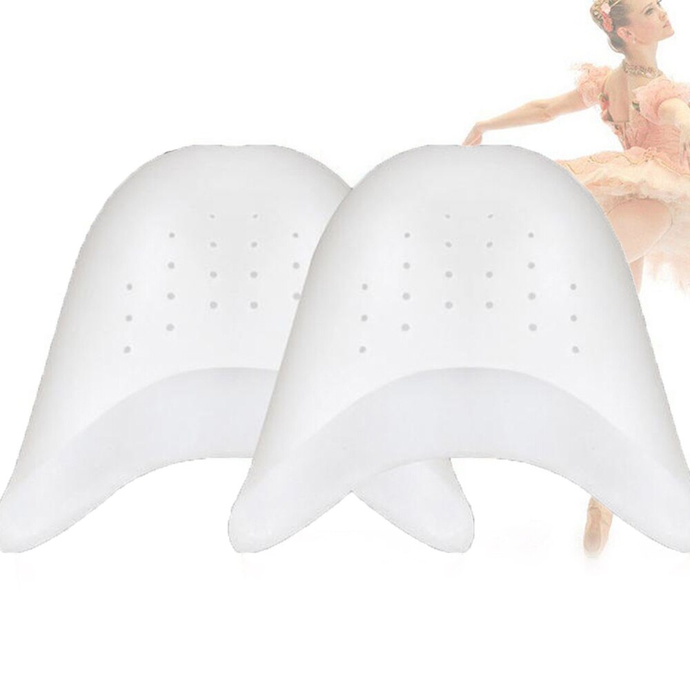 Protector de punta de Gel de silicona para zapatos de Ballet, almohadillas suaves para los pies, accesorios de cuidado de los pies, 2 pares: White