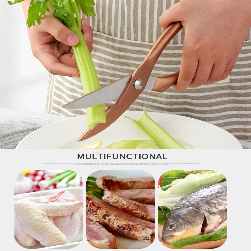 Küchenschere, robustes Kochmesser aus Edelstahl, Hühnerknochenschere zum Schneiden von Lebensmitteln, rostfrei, für Fleisch, Grillschere