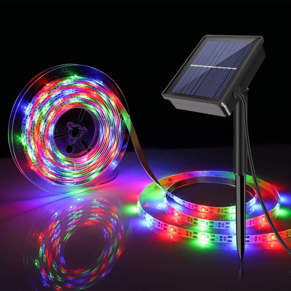 Solar led strip lys . 3m 5m 10m .  med fjernbetjening , 8 lystilstande automatisk tænd/sluk , ip67 vandtætte, gør-det-selv til hegn, tag, trappe,