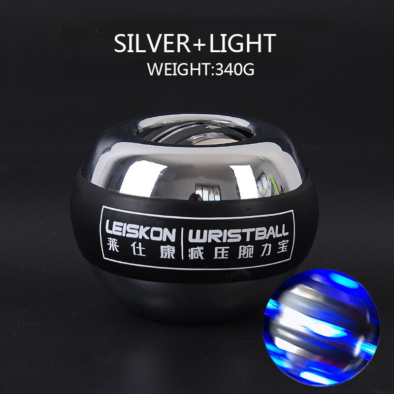 LED Gyroscopic Powerball Autostart Range Gyro Power Wrist Ball With Counter Arm Hand Muscle Force Trainer Fitness Equipment: Silver blue light