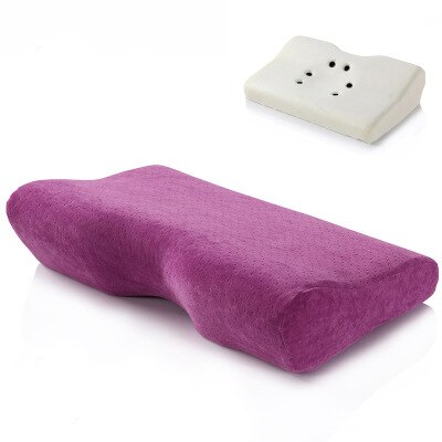 Almohada de memoria ortopédica para el dolor de cuello y protección del cuello, almohada de espuma de memoria de rebote lento, funda de almohada Cervical para el cuidado de la salud: purple