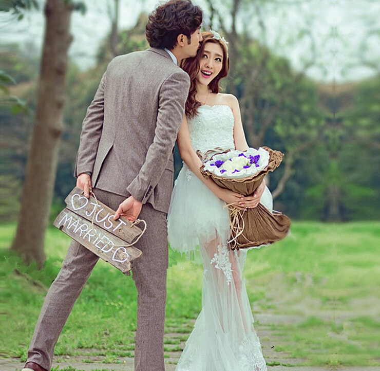 Just Married Wood Wedding Signs Photo Props Bridal Shower Wedding Decorations props photography