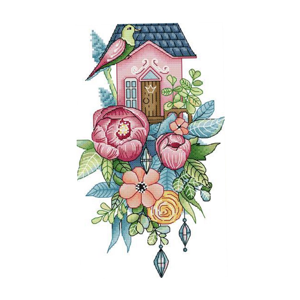 Flowers Bird Dimensions Counted Cross Stitch Kit for Girls Boys Christmas