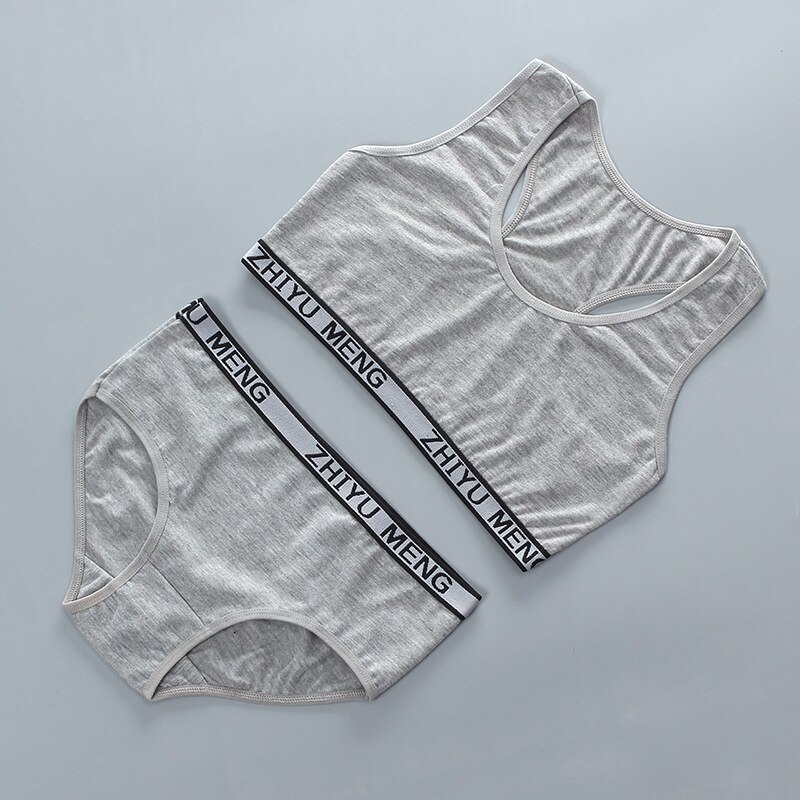 Reggiseno da allenamento per ragazze senza inserto doppi strati in puro cotone traspirante che assorbe il sudore sport per 8-14 anni ragazze adolescenti KF938: gray