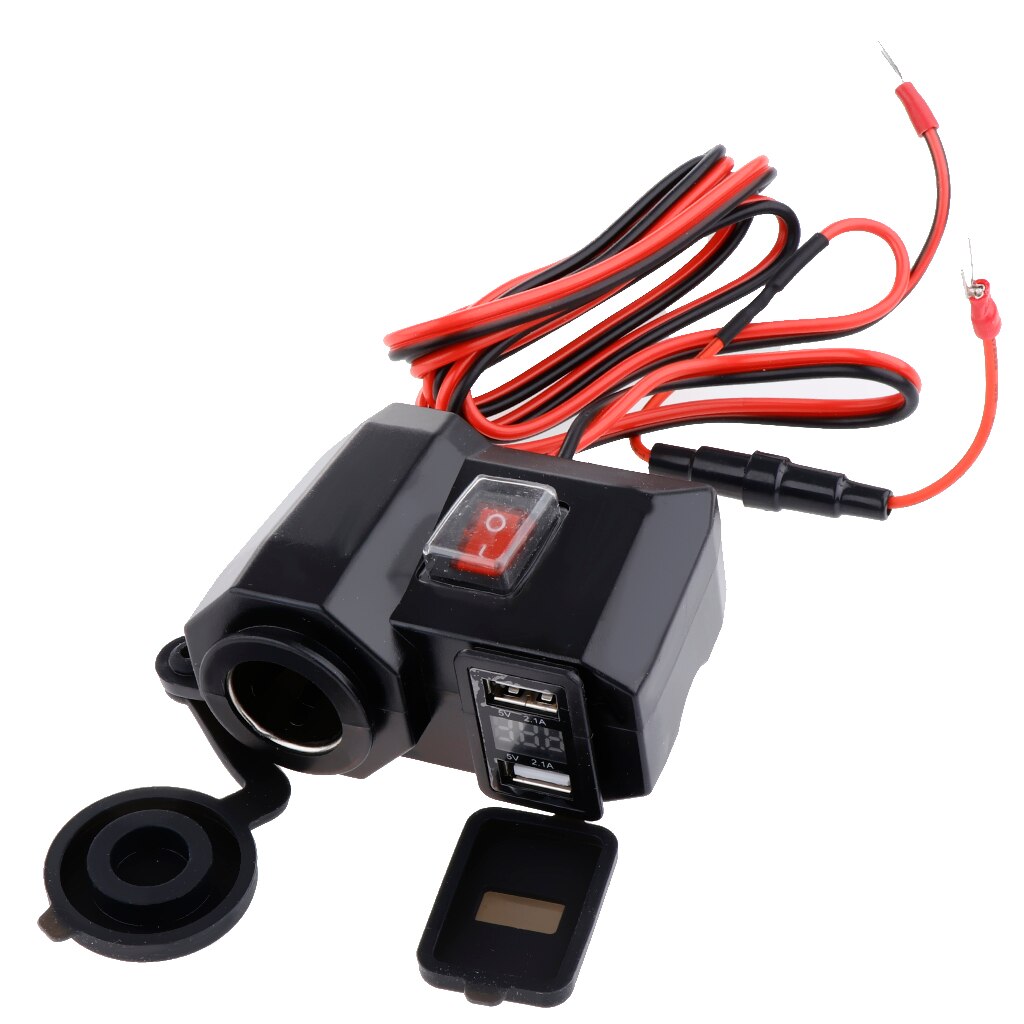 3 in 1 Waterproof 12V Motorcycle Dual USB Charger Cigar Lighter Socket W/ LED Voltmeter Accessories Parts for Motorcycle