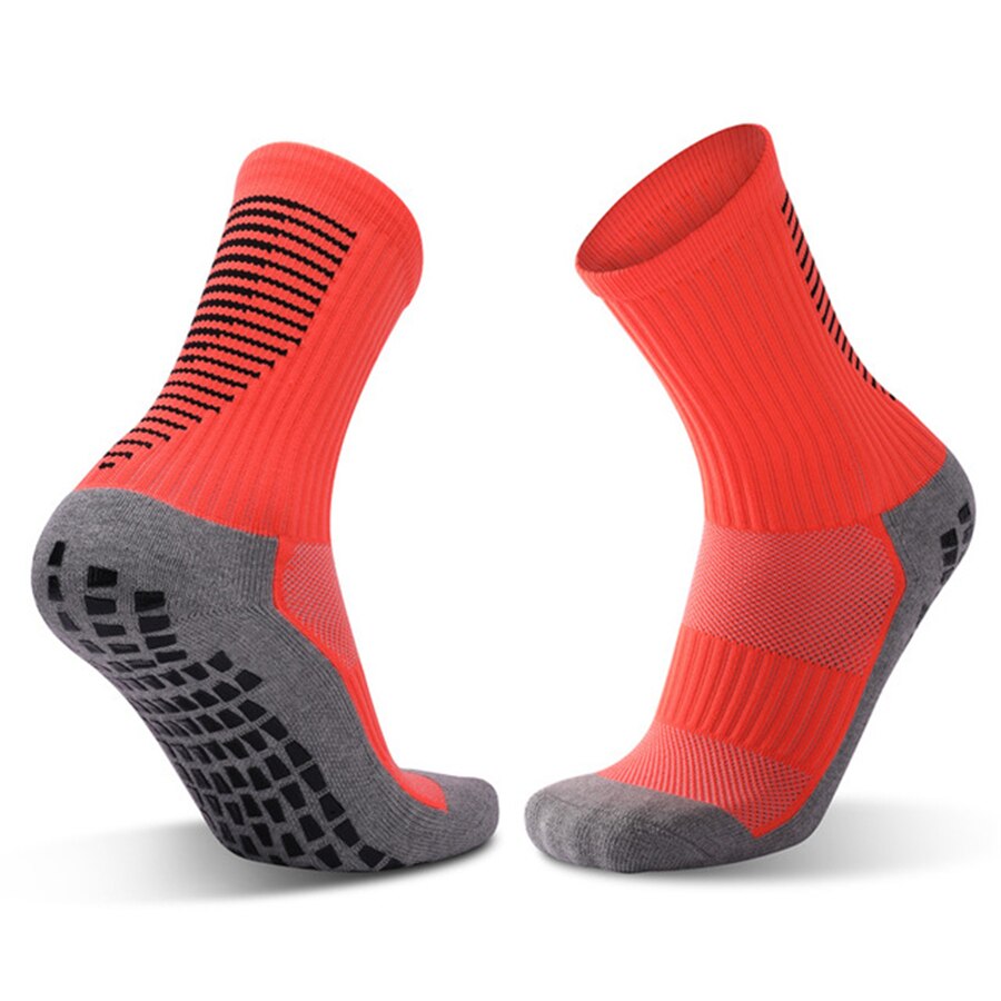 Calcetines antideslizantes de fútbol profesionales, transpirables, para baloncesto, fitness, gimnasio, circulación, adultos: ORANGE