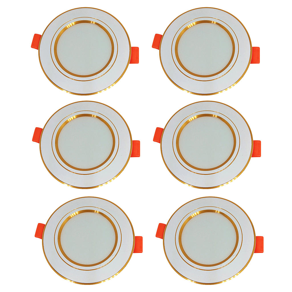 6Pcs Led Light Plafond Inbouw Panel Downlight Spot Lamp-Gouden Lijn