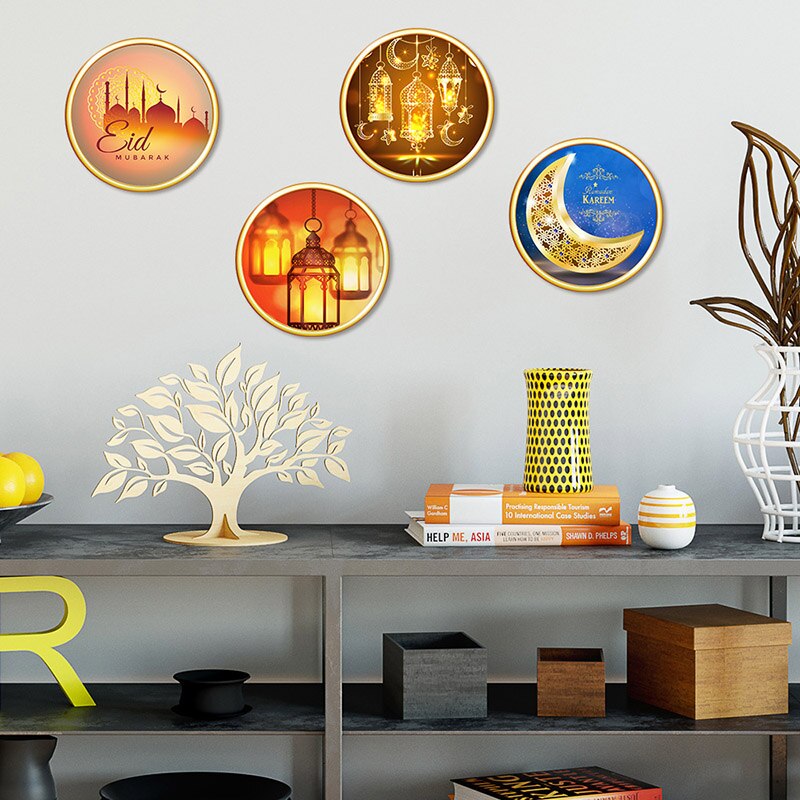 Eid Mubarak Wall Sticker Ramadan Decoration For Home Moon Star Window Sticker Ramadan Kareem Room Wall Decal Eid 30*30cm