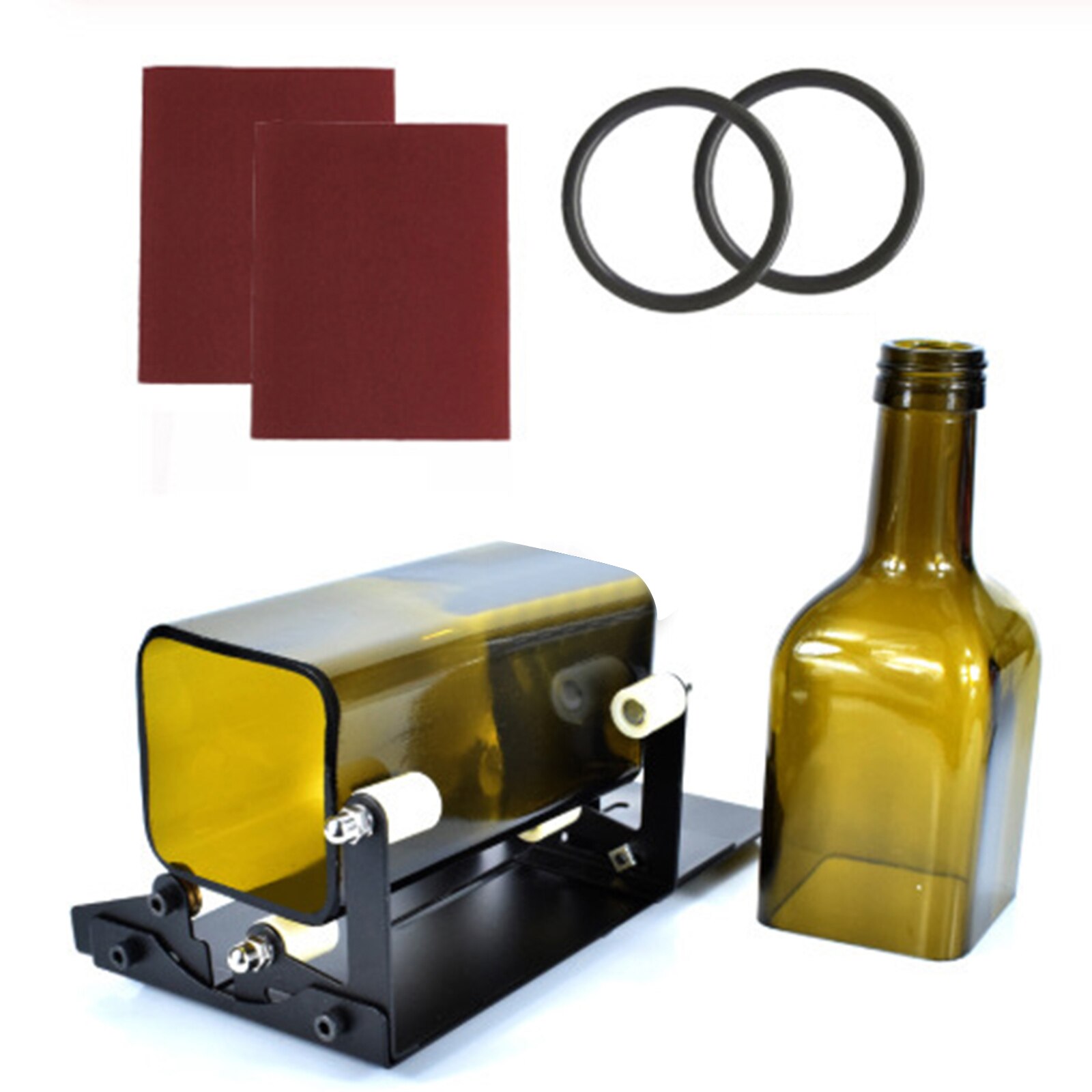 Fix Square Bottle Cutting Machine Glass Cutting Machine Multi Functional Metal Material Round Bottle Glasses Accessories Tool: Black