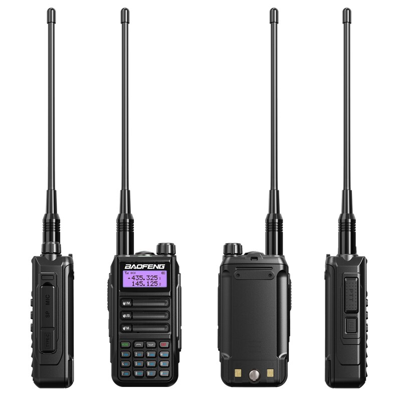 Baofeng UV16Pro V2 50KM CB Ham Radio Station bidirezionale amatoriale VHF potente 10watt UV16 Walkie Talkie Radio da caccia: Black