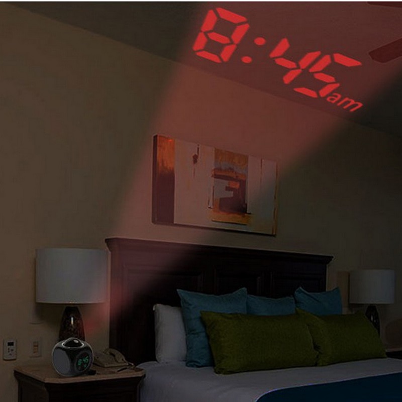 Digital LED Time Projector Wake Up Clock Glow in the Dark Toy Weather Station Temperature Thermometer Voice Report Calendar