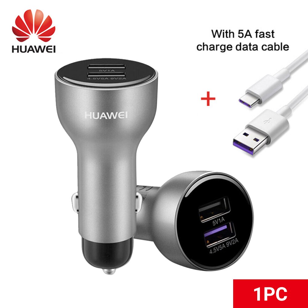 Huawei Supercharge Adapter Autolader 15W Originele Dubbele Usb 5A Type-C Kabel Voor Huawei Mate30 5G p30 Pro P20 P10 Plus: Silver with 5A Cable