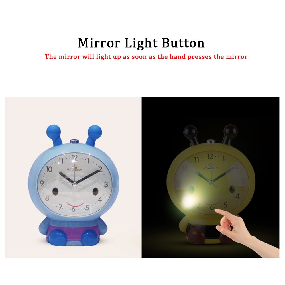 Talking Alarm Clock Dual Tone Alarm Bee Night Light Clock Student Bedside Cartoon Child Alarm Clock