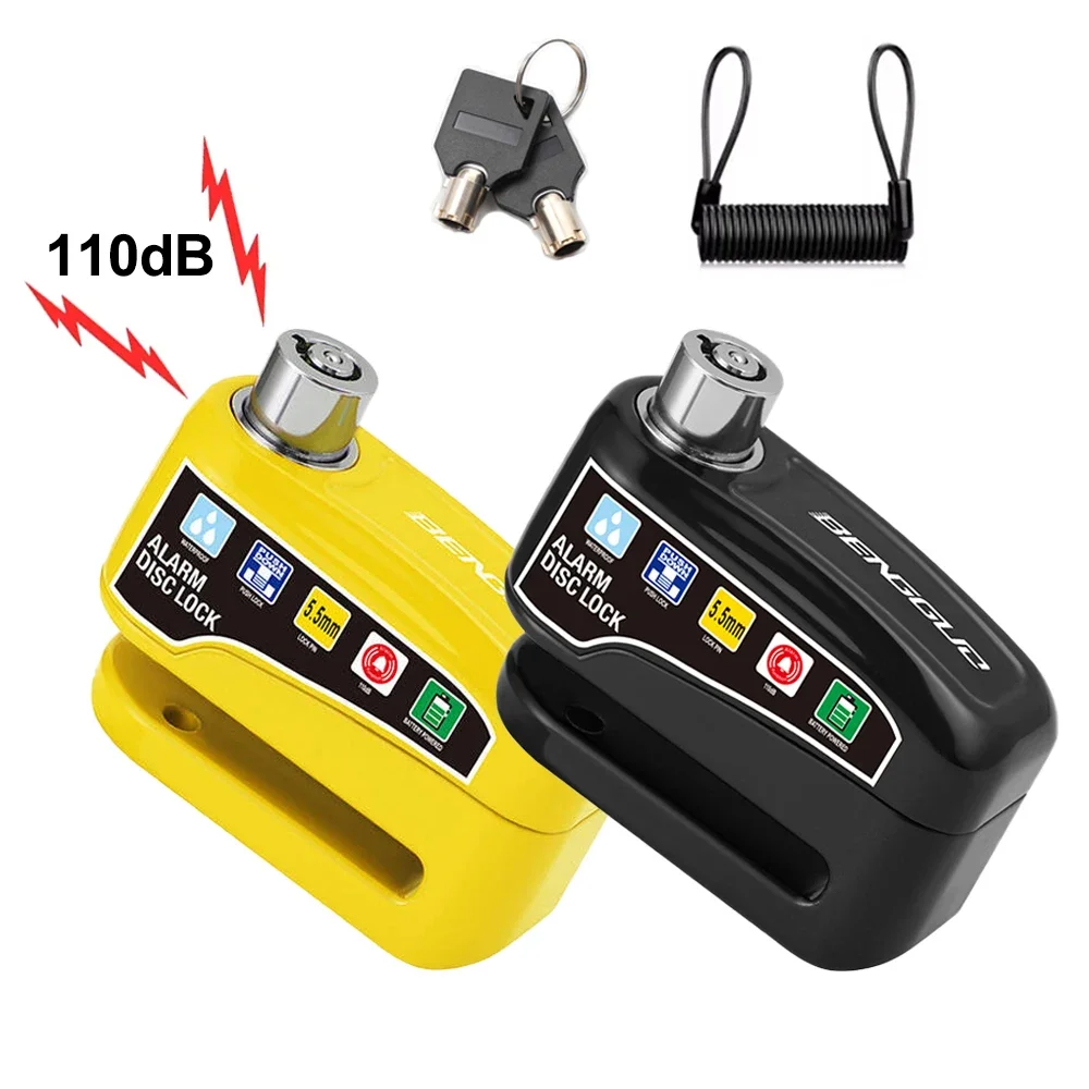 Motorcycle Alarm Wheel Disk Brake Lock with Keys Bicycle Alarm Disc Brake Electric Lock Anti Theft for Bicycle Motor Scooter