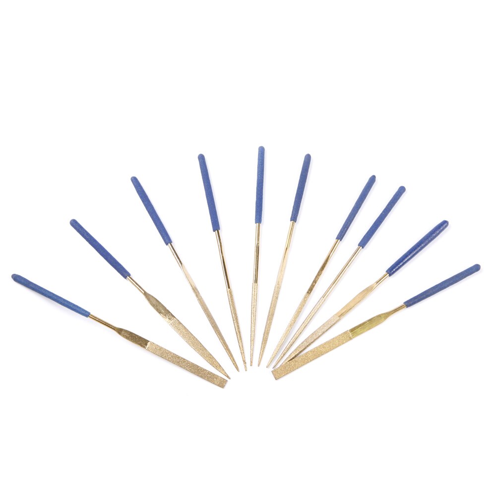 Fixmee 10pc/lot 3*140mm Titanium Diamond Coated Needle Flat File Set Metal Working Craft Tools