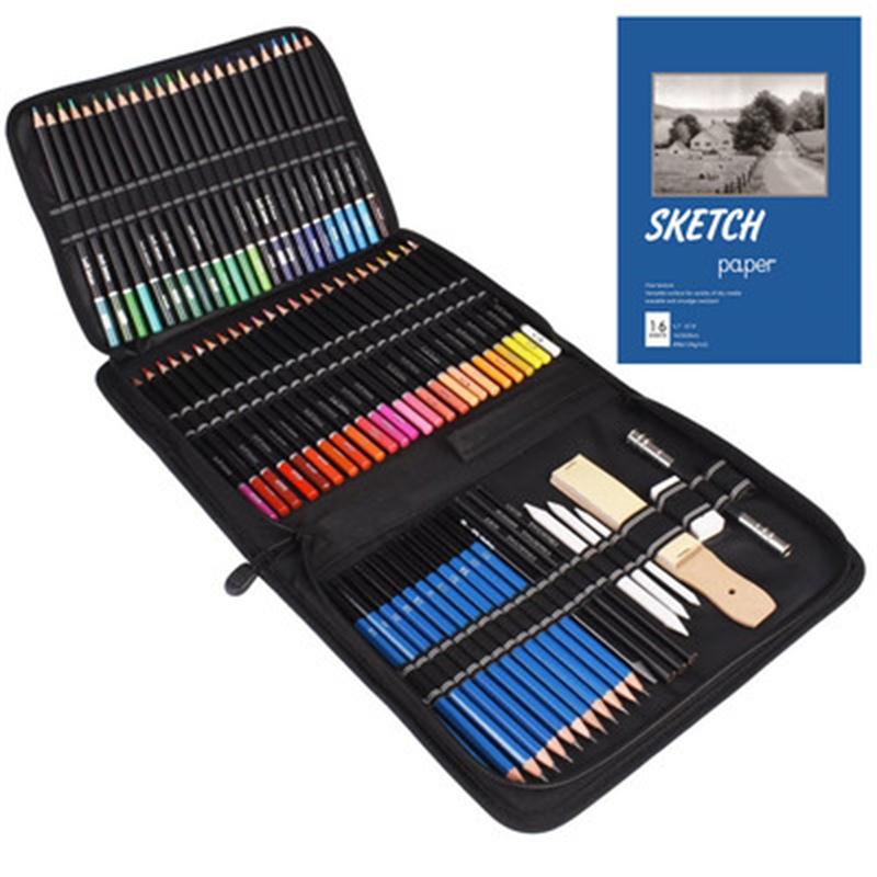 96 Piece Colouring Drawing Pencils Set,Graphite Set In Pencil Case, Artist Supplies For Beginners, Artist, Students, Adults, Kid