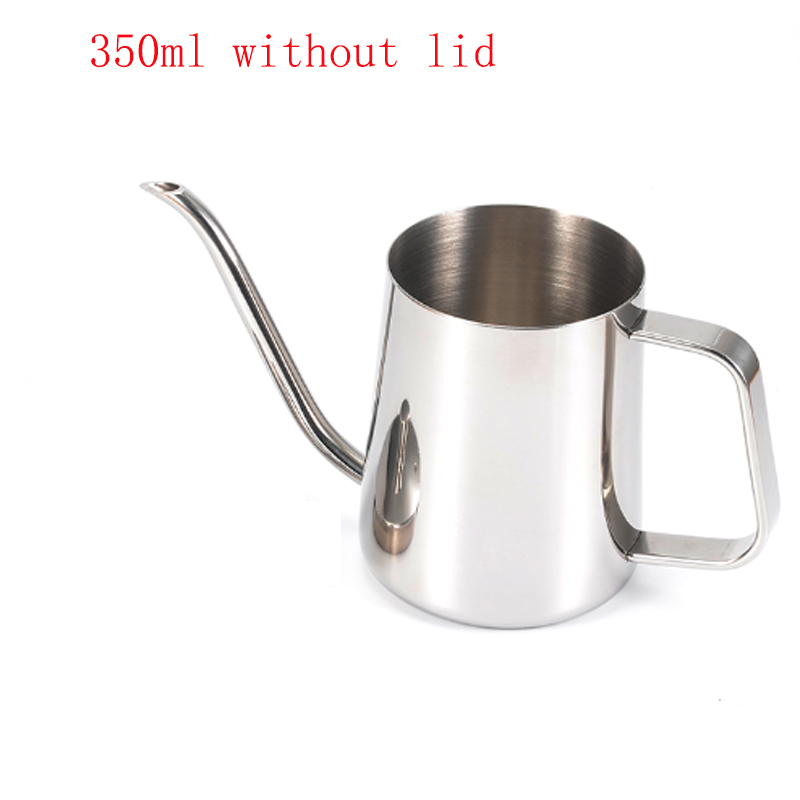 350ml 600ml 304 Stainless Steel Long Narrow Spout Coffee Pot Gooseneck Kettle Hand Drip Kettle Pour Over Coffee With lid: 350ml without lid