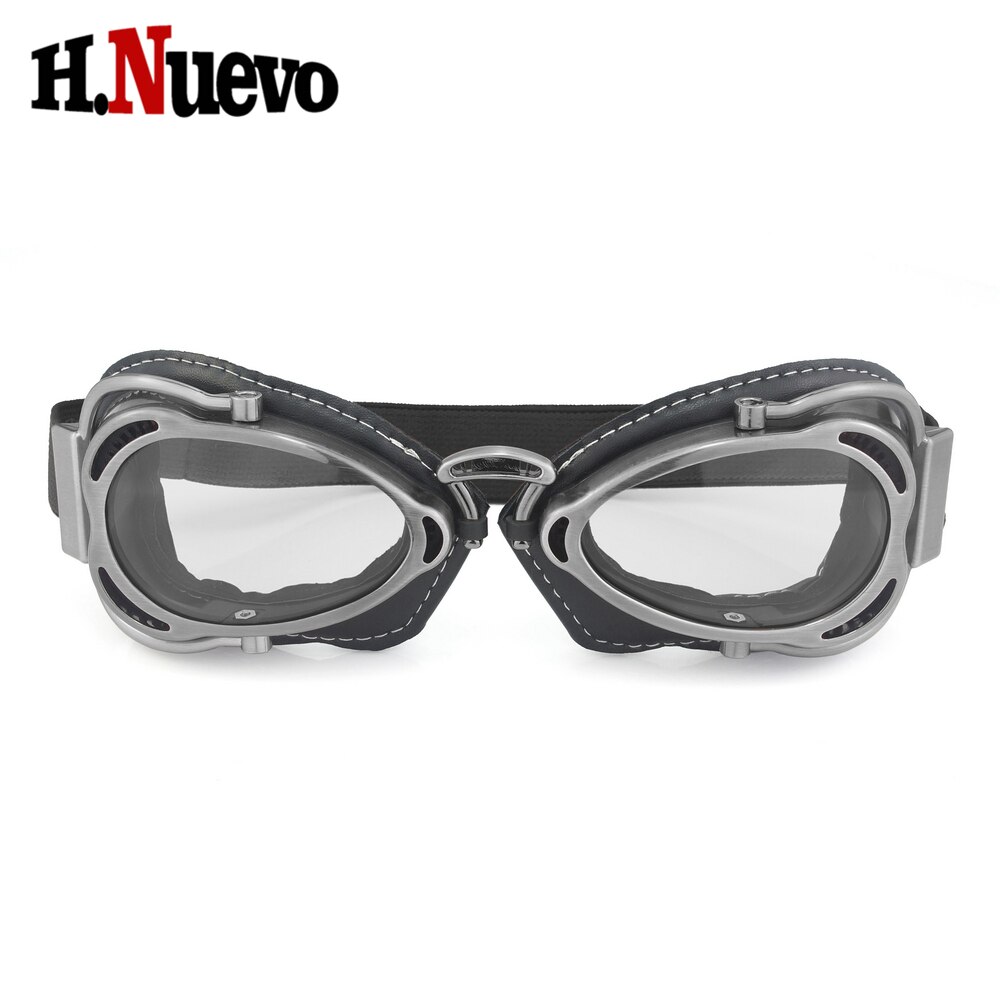 Vintage Motorcycle Shark Helm Goggles Motocross Helm Bril Schedel Stijl Retro Winddicht Fit Open Gezicht Helmen Goggles Mask (Color : Black Yellow