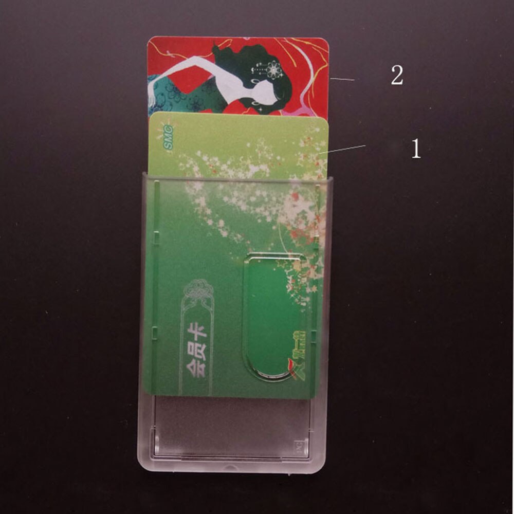 1PC Vertical Hard Plastic ID Badge Holder Double Card Cover Pocket Bus Card PC Matte Transparent Bank Credit Card Holder