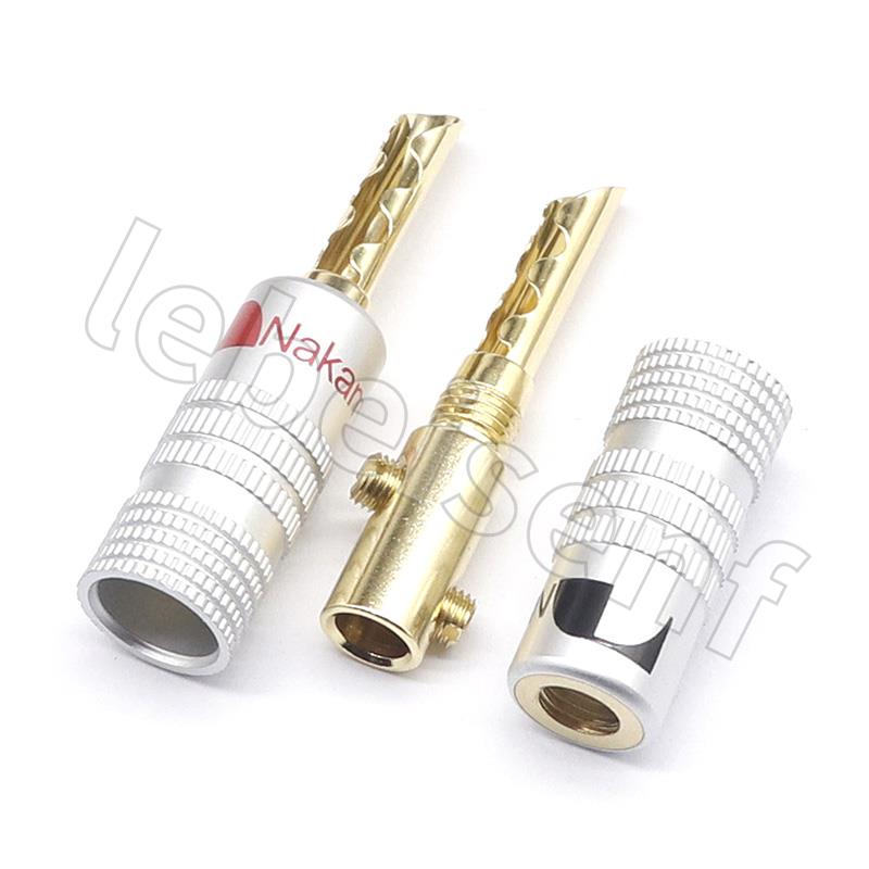 Nakamichi Bananen stecker 24K Gold Überzogene Kupfer BFA 4mm Banane stecker Männlich Lautsprecher stecker schwarz &Ampere; verrotten